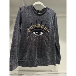 Kenzo Silver Eye Sweatshirt Crewneck Glitter Sparkle Christmas 2013 Size XL